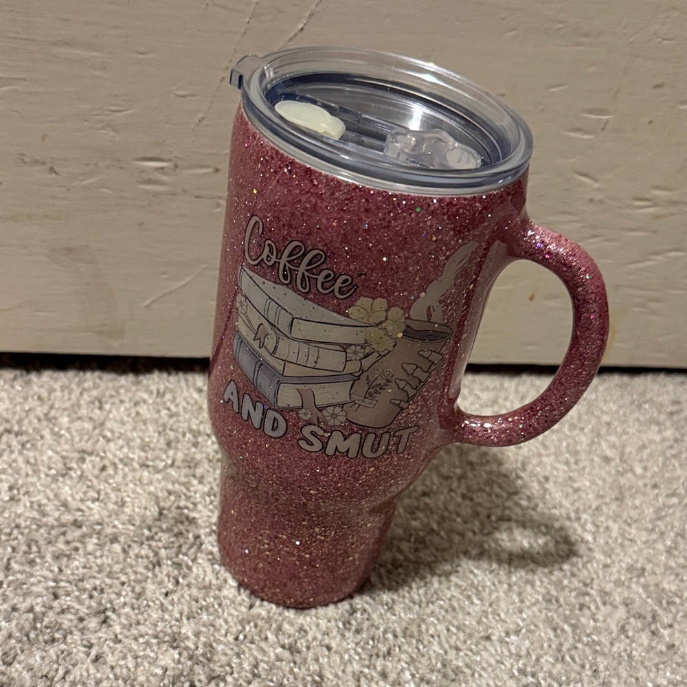⭐️ 2/$12 Glittery Pink Travel Mug with Lid-Single Item